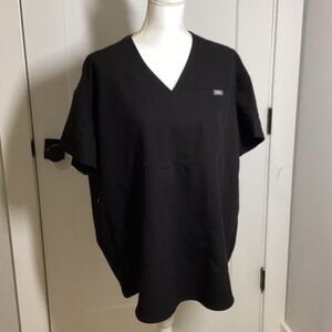 Figs Women’s Black V-Neck Short Sleeve Scrub Top